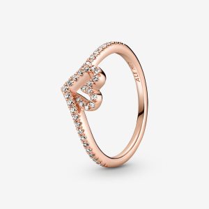 Pandora Sparkling Wishbone Herz Rosa Gold | RTBLWA-397