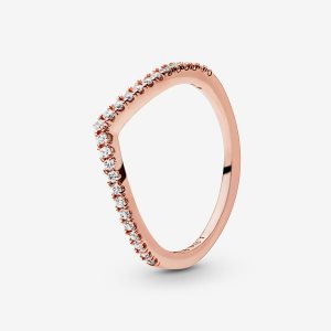 Pandora Sparkling Wishbone Stapelbar Rosa Gold | GTZNPC-246