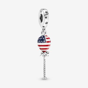 Pandora Stars Stripes & Bow Balloon Baumeln Silber | RVJPNZ-701