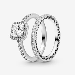 Pandora True Elegance Square Ring-sets Mehrfarbig | IHXSRO-831